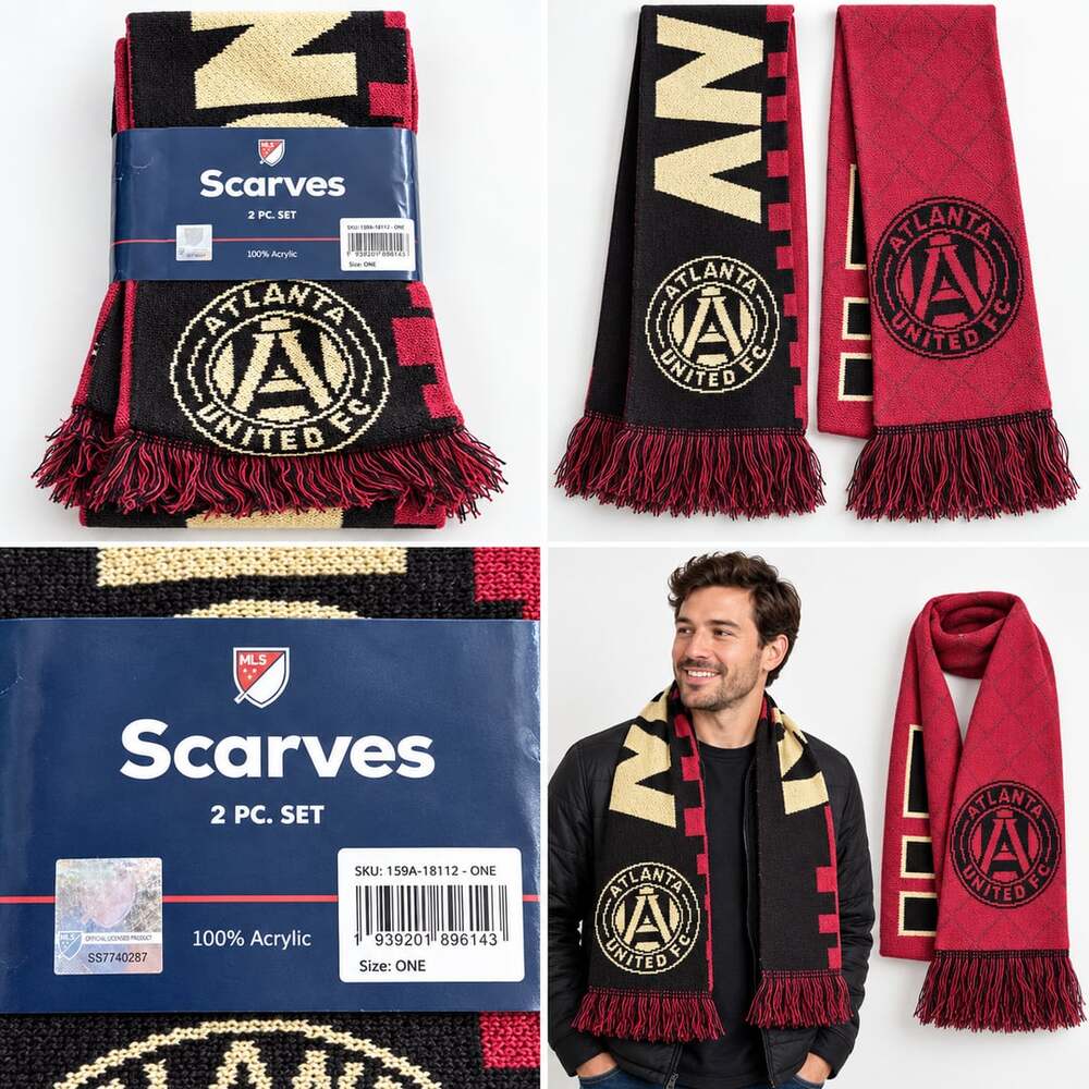 MLS Atlanta United FC Scarf 2 Pc Set One Size Acrylic